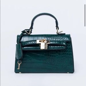 New Princess Polly Peta & Jain Hedi Mini Top Handle Bag Green Croc, never used